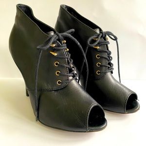 Aldo leather spike peep toe lace up booties